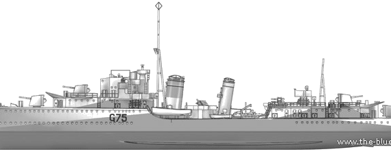 Корабль HMS Eskimo G75 [Destroyer] (1941) - чертежи, габариты, рисунки